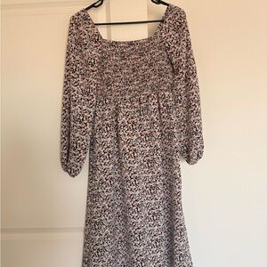 Floral Smocked Long Sleeve Dress (S)